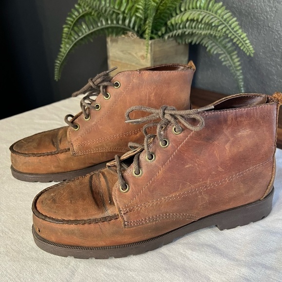 Lehigh Shoes - Vintage Lehigh Brown Leather Steel Toe Ankle Work Boots